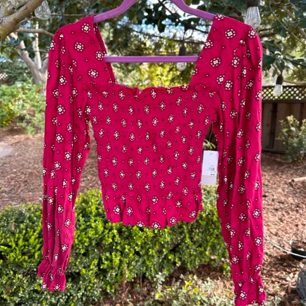 NWT Smocked Top with Peasant Sleeves size XS